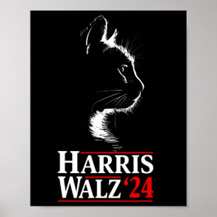 Poster Harris Tim Walz Valsa 2024 Vp Gato Engraçado Harri