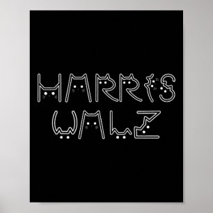 Poster Harris Tim Walz Waltz Gato Design de Letra Fonte 2