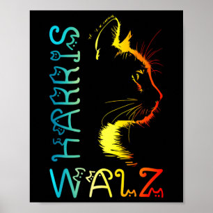 Poster Harris Waltz 2024 Kamala Wheimer Funny Cat Lady Su