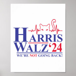 Poster Harris Waltz 2024 Não vamos voltar a Gato engraçad