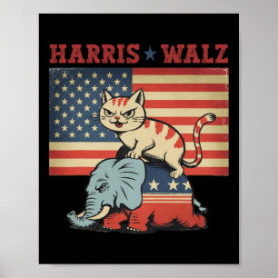 Poster Harris Waltz 2024 Vp Presidente Eleição Gato Engra