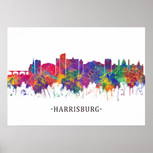 Poster Harrisburg Pensilvânia Skyline