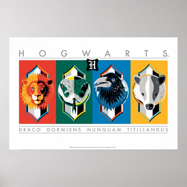 Poster Harry Potter | Brasões das Casas de HOGWARTS™ (Frente)