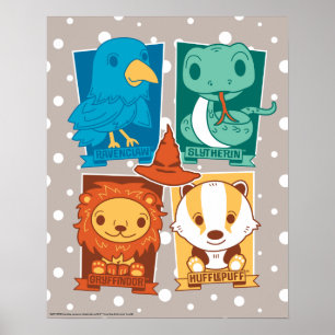 POSTER HARRY POTTER™   CASAS DA HOGWARTS™ EM DESENHO