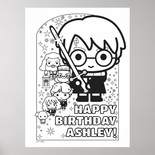 Poster HARRY POTTER™ - Coloração personalizada de anivers (Frente)