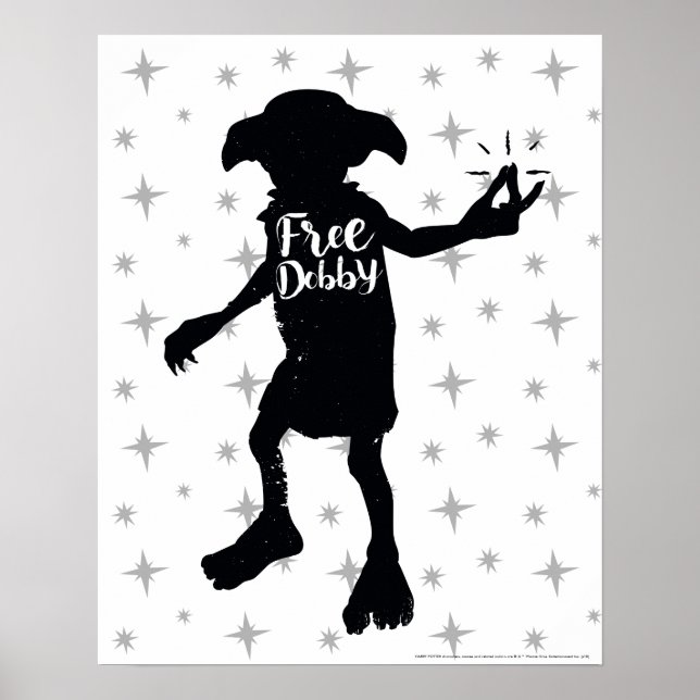 Poster Harry Potter | "Dobby Livre" Silhueta Tipografia (Frente)
