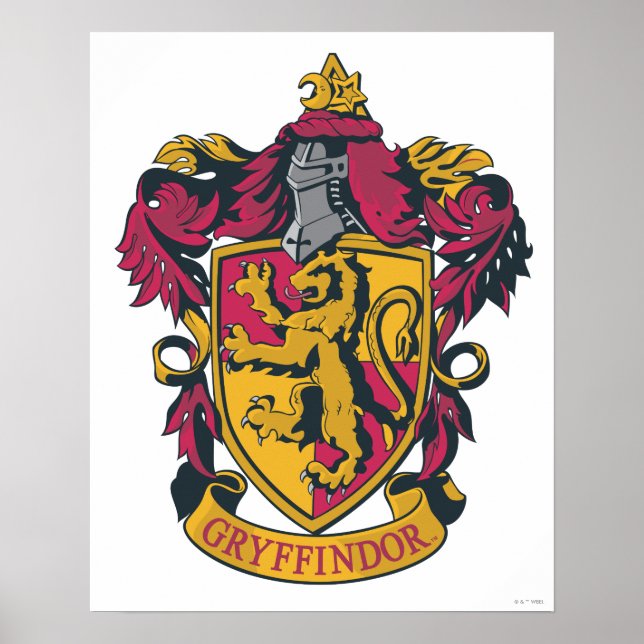 Póster Harry Potter | Gryffindor Crest Dourado e Vermelho (Frente)
