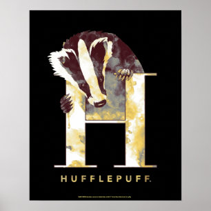 Poster Harry Potter   HUFFLEPUFF™ Texugo Aquarela