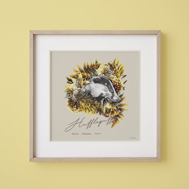 Poster HARRY POTTER™ HUFFLUFF™ - Gráfico Floral (Criador carregado)