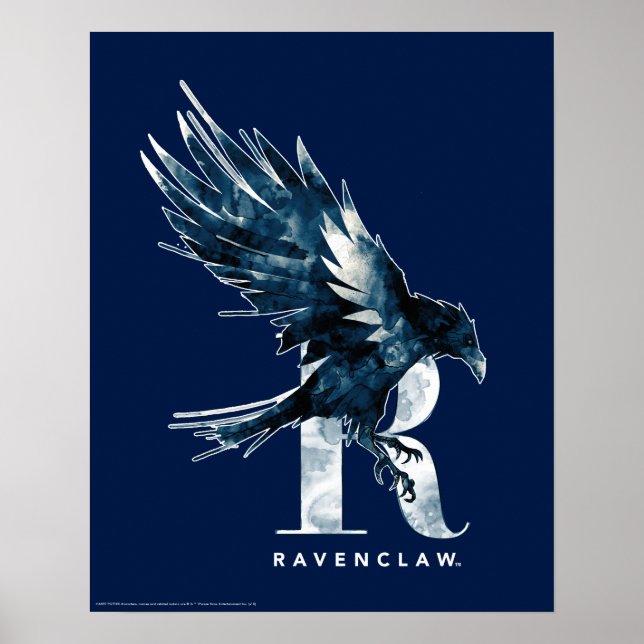 Poster Harry Potter | RAVENCLAW™ Corvo em Aquarela (Frente)