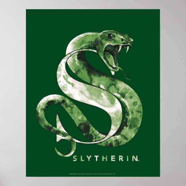 Poster Harry Potter | SLYTHERIN™ Cobra Aquarela (Frente)