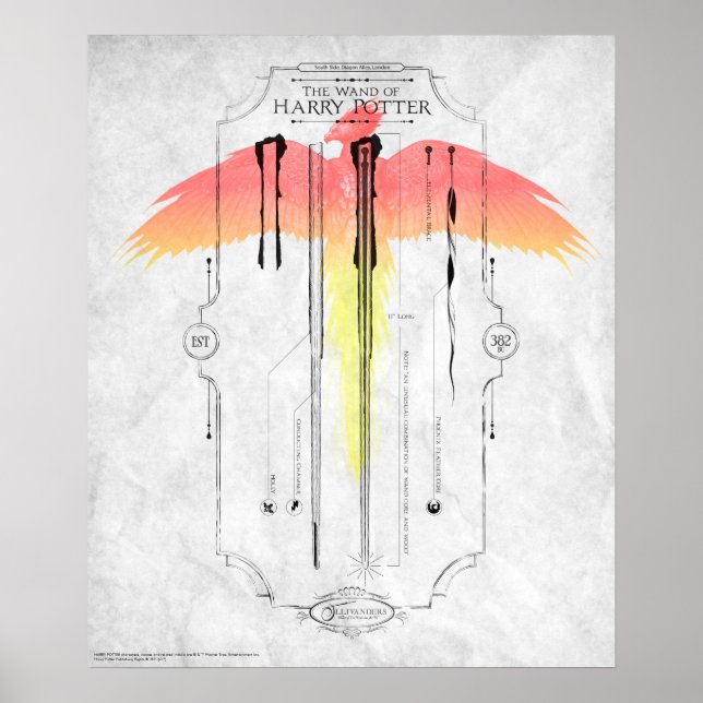 Póster Harry Potter Spell | Harry Wand Infographics (Frente)