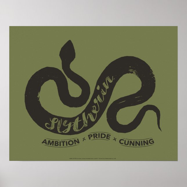 Poster Harry Potter | Tipografia da silhueta SLYTHERIN™ (Frente)