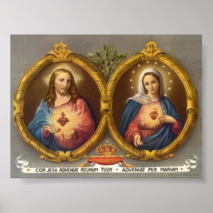 Poster Harts sagrados de Jesus e Maria