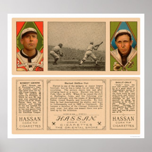 Póster Hartsel Ataca Baseball Em 1912 (Frente)