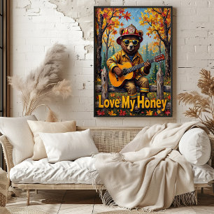 Poster Harvest Harmony: Leafy Ballad do Urso