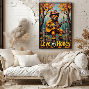 Poster Harvest Harmony: Leafy Ballad do Urso