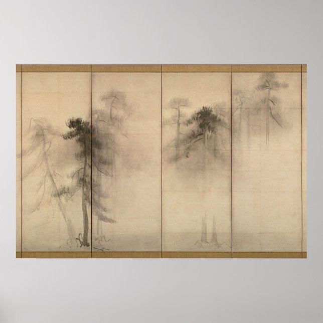 Poster Hasegawa Tohaku Pine Trees 16th fawn Japonês (Frente)