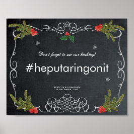 Poster hashtag christmas holiday winter wedding sign