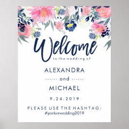 Poster Hashtag de boas-vindas do casamento | Blush e Mari