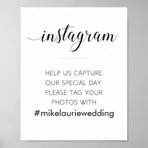 Poster Hashtag de casamento personalizado das mídias soci