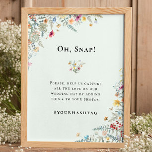 Poster Hashtag de Casamento Verde Simples Fern Fern Mint