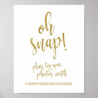 Hashtag Dourada de Casamento 8x10 Sinal de Casamen