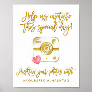 Poster Hashtag para Mídia Social com Qualquer Cor de Fund