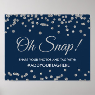 Póster Hashtag - Sinal de Marinho Glitter Confetti Silver