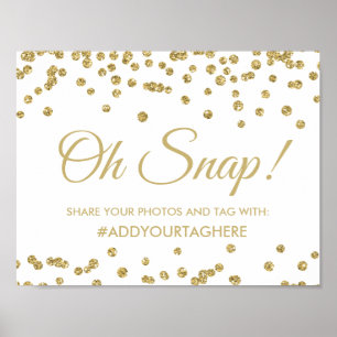 Poster Hashtag - Sinal Dourado Faux Glitter Confetti Bran