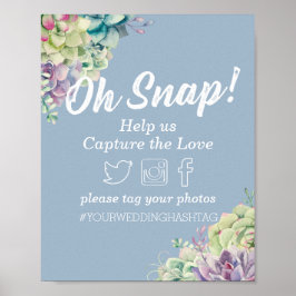 Poster Hashtag Watercolor de Encaixe de Casamento