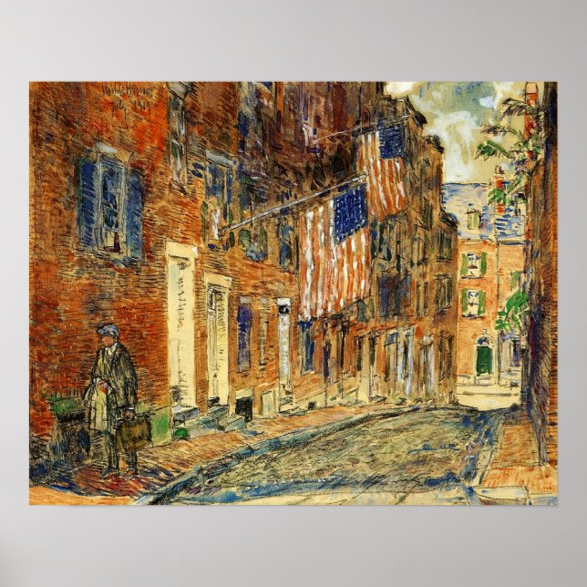 Poster Hassam - Acorn St Boston 1919 (Frente)