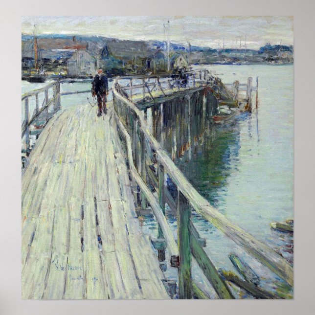 Poster Hassam - Cena do Porto de Gloucester 1894 (Frente)