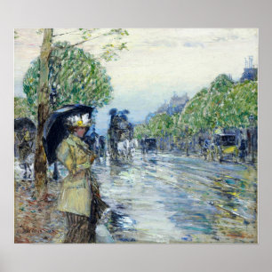 Poster Hassam - Dia Chuvoso. Na Avenida 1893