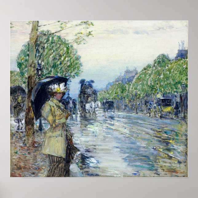 Poster Hassam - Dia Chuvoso. Na Avenida 1893 (Frente)