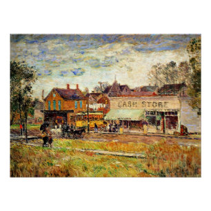 Póster Hassam - Fim da linha de Trolley, Oak Park, IL
