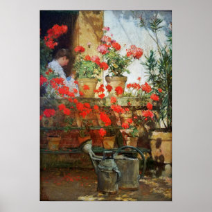 Poster Hassam - Gerânios 1888