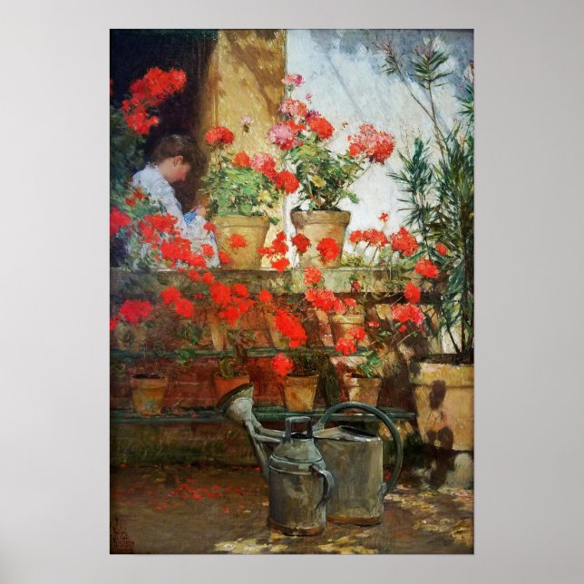 Poster Hassam - Gerânios 1888 (Frente)
