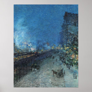 Poster Hassam - Sixth Ave El Nocturno (The El Nova York)