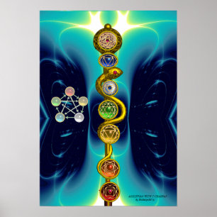 PÓSTER HASTE DE ASCLEPIUS 7 CHAKRAS, IOGA, ENERGIA