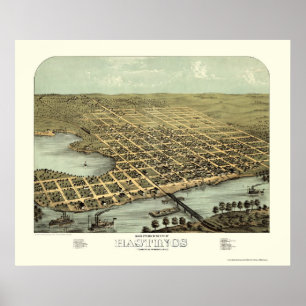 Póster Hastings, mapa panorâmico do manganês - 1867