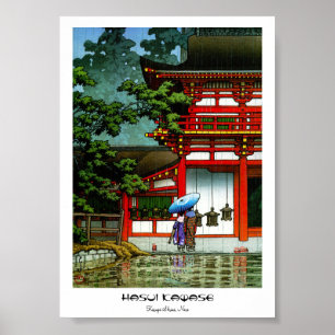 Póster Hasui Kawase, arte do hanga da canela de Nara do