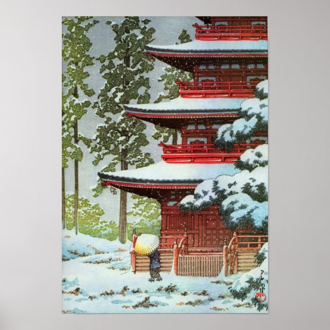 Poster Hasui Kawase Winter Scene (Frente)