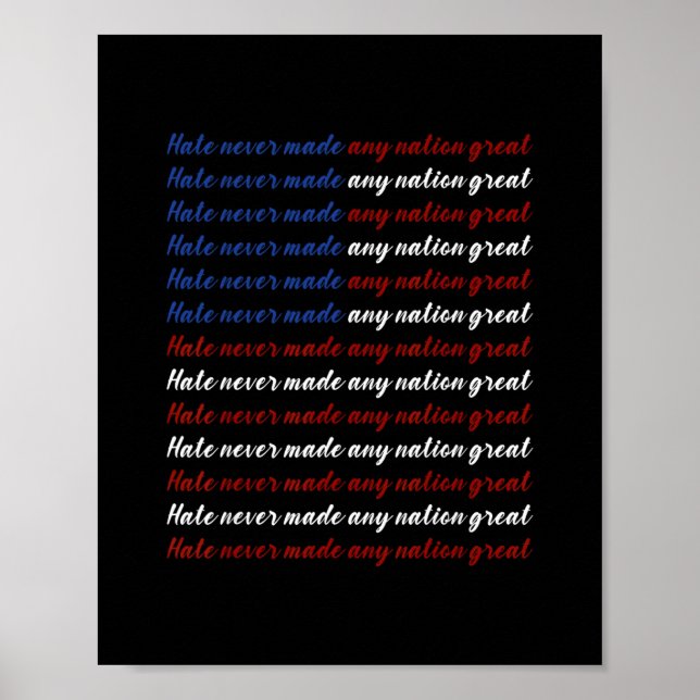 Poster Hate Never Made Any Nation Great 4th Of July  (Frente)