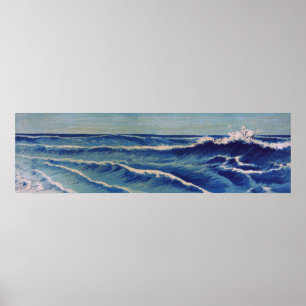 Póster Hatō Zu Waves - Uehara Konen. Woodblock Japonês