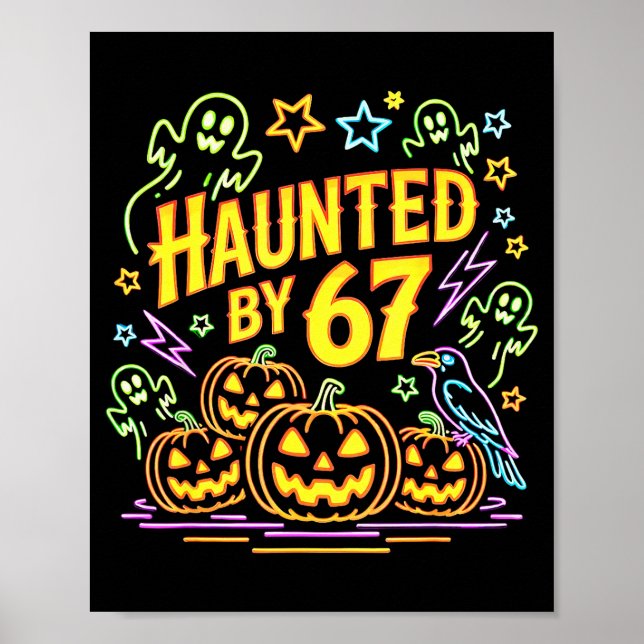 Poster Haunted By 67 Funny Ghost And Pumpkin Halloween  (Frente)