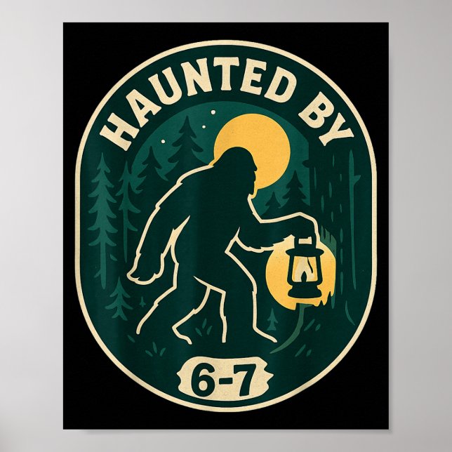 Poster Haunted By 6-7 Bigfoot Lantern Halloween Badge  (Frente)