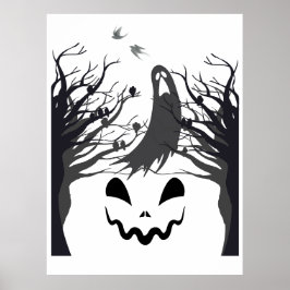 Poster Haunted Forest Ghost Sticker – Dark & Spooky Silho