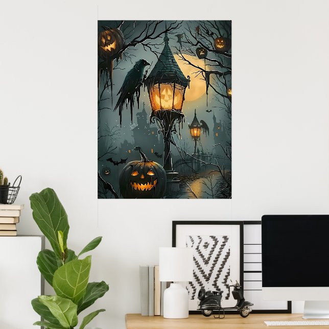 Poster Haunted Hollow – Noite de Halloween (Escritório em casa)