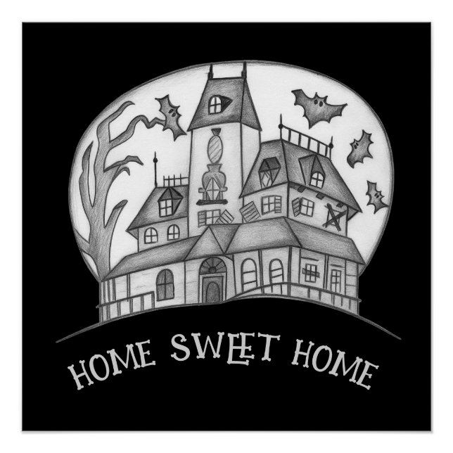 Póster Haunted House and Bats Halloween  (Frente)